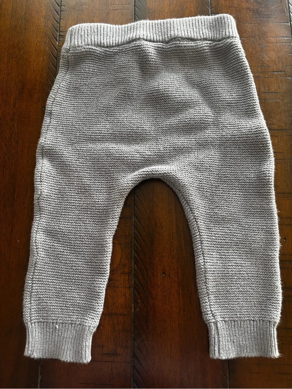 Blue Gray Knit Baby Sweater & Pants Set with Black Bow